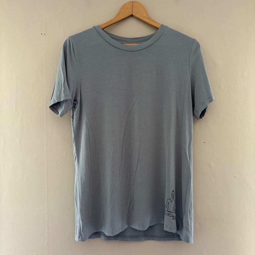 Calme Johnny Was Womens Buddha Bamboo T Shirt Top Size M Gray Yoga Casual